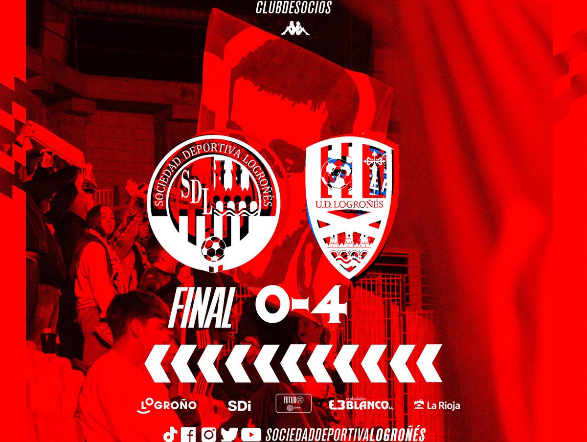 SDLogrones's tweet photo. | ⏱️ 90’ | 0-4

Final en el #DerbiLogroñés.

#AmorSinRed https://t.co/SKvfo8GSWT