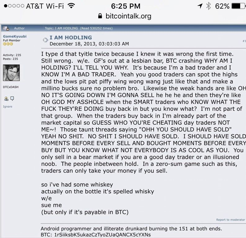 Know your meme. 

Sometimes, a drunken rant shapes web3 subculture. 

To all you bad traders out there - keep HODLing, we salute you 🫡