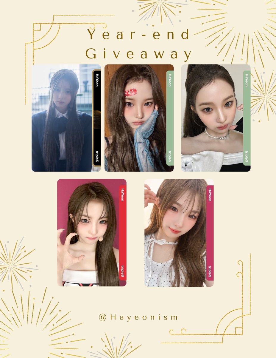 HaranghaeHayeon's tweet image. Year-end giveaway, for a new year supporting Hayeon and tripleS!

1.- Follow, like, and RT
2.- Comment your ID below
3.- 5 winners

Thank you for a year supporting her〜