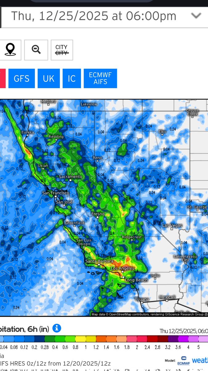**Updated Possible Rain&amp;Mountain Snow Amounts for long duration Atmospheric River 12pm Tuesday-6am Friday**

Confidence is high in a high impact Flooding rain event for SoCal through Christmas with persistent heavy rains and very high elevation snowfall. Confidence although