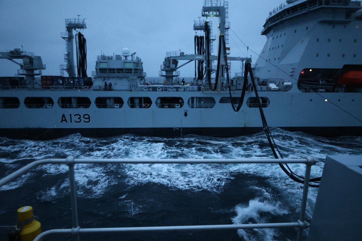 Illustrating the fundamental importance of the Royal Fleet Auxiliary's role in defending the UK by keeping an anti-submarine warfare frigate at sea.