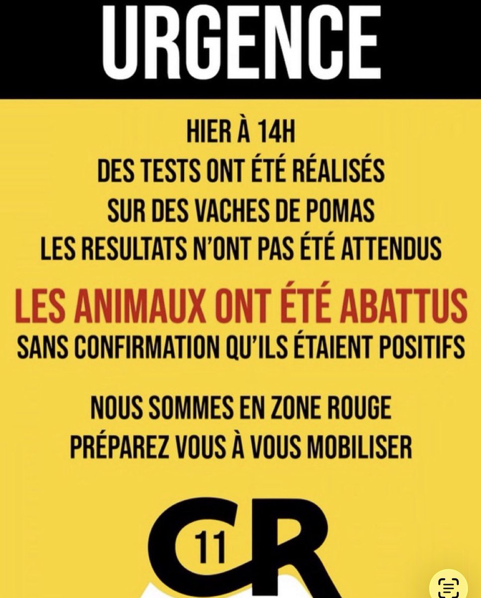 Resistance_SM's tweet image. 🚨🇫🇷😱🧑‍🌾🚜🌾🐄💉L'ÉTAT MENACE LES
ÉLEVEURS !

Dans l'Aude, un troupeau a été discrètement abattu hier. Les autorités sous les ordres d’Emmanuel Macron, demandent de ne surtout pas en parler aux syndicats et aux médias !!

BLOQUONS LA FRANCE EXIGER LA DÉMISSION D’EMMANUEL MACRON