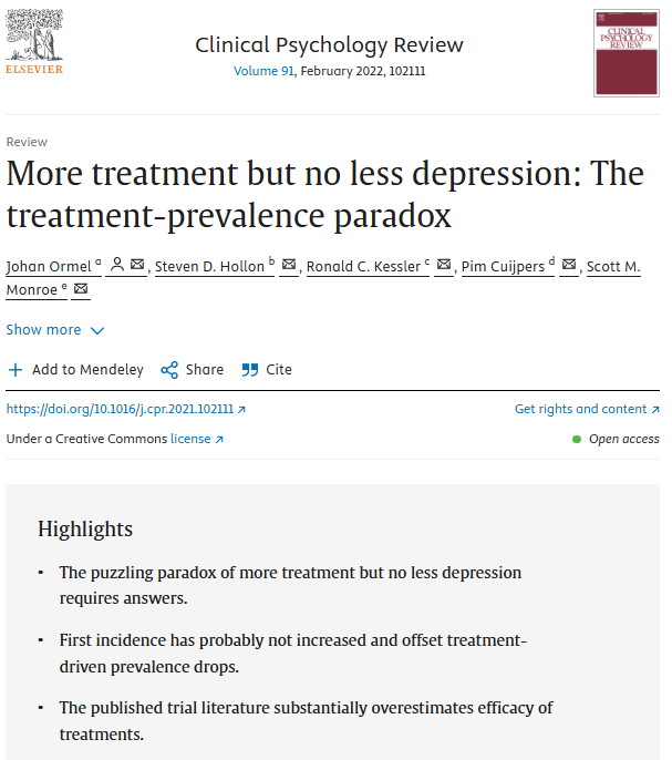 A fundamental problem with mental health

We apply a single label (e.g. depression) to a condition with 1000s of causes &amp; presentations

We then treat all "depression" with antidepressants

It's no wonder we see limited efficacy; not all "depression" is the same