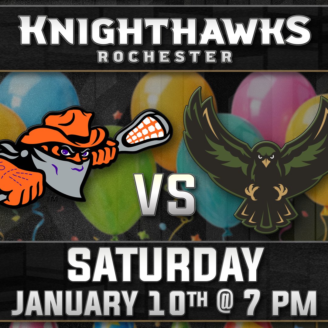 RocKnighthawks's tweet photo. Big rival. Bigger party. 🎉🦅 Chopper’s Birthday Bash is ON.
🎟️:https://t.co/VNn43JzsOW
#letsgoknighthawks #rochester #rochesterny #boxlacrosse #NLL #builttohunt #knighthawksnation #creatorsgame #birthday #birthdayvibes #birthdaycakes https://t.co/eYa0LM0Zy0