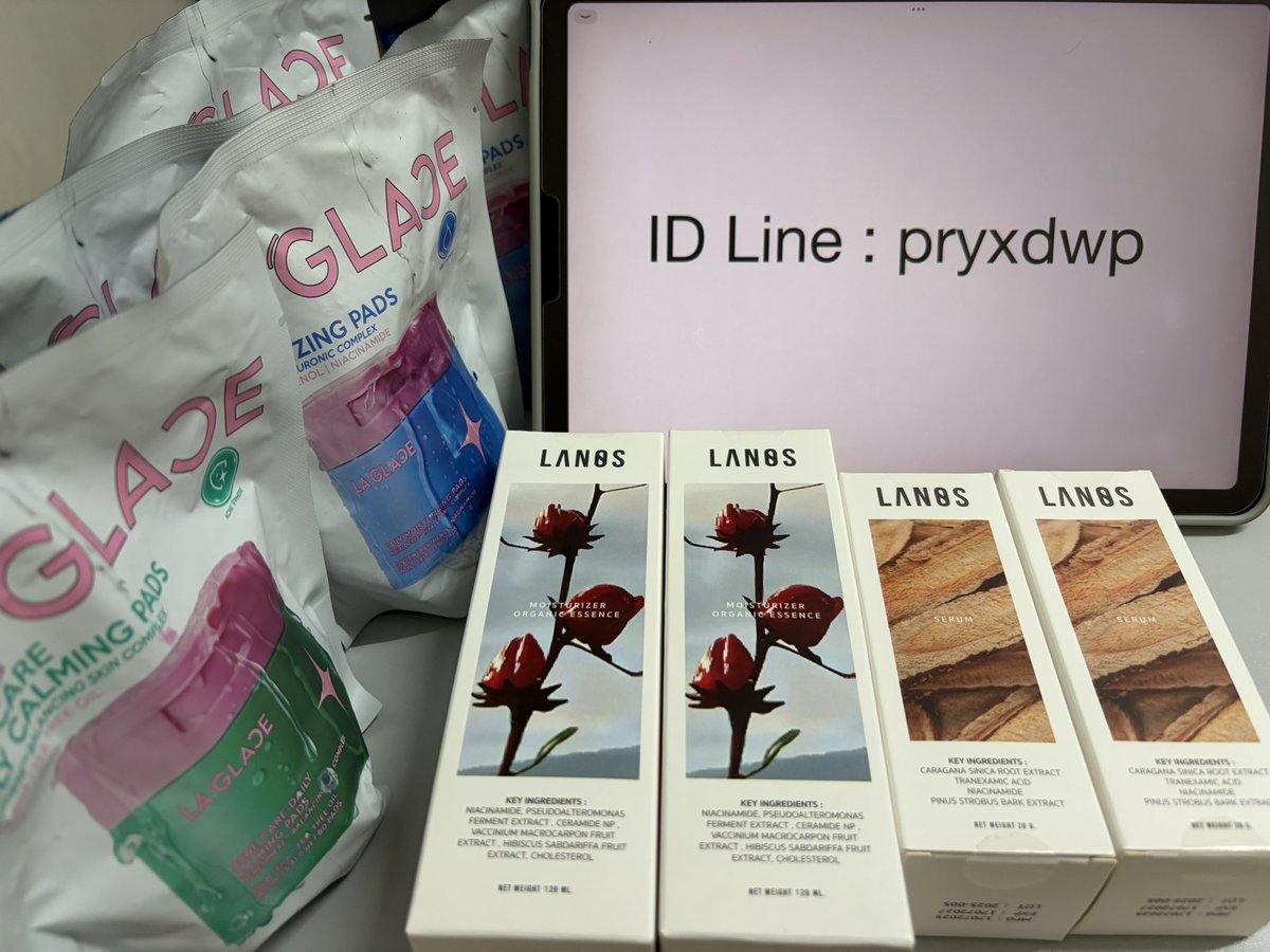 aumppm's tweet photo. ส่งต่อสกินแคร์
1. La Glace Toner Pads Refill โทนเนอร์แพด 80 แผ่น มี 2 สูตรค่ะ 180฿
2. น้ำตบ lanos สูตร moisturizer 200฿
3. เซรั่ม lanos 180฿
ของใหม่ทุกชิ้นค่ะขายเพราะใช้ไปทันค่ะ
 #laglace #ลากลาส #เครื่องสําอางมือสอง #ส่งต่อเครื่องสําอาง #ส่งต่อlaglace
#ลานอส #lanos #ส่งต่อlanos https://t.co/8BrsAz6hVx