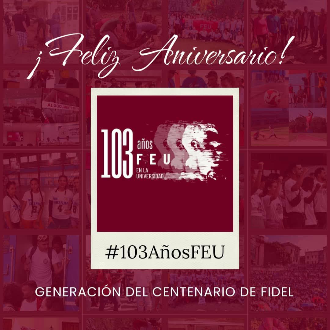 Con #HonorHolguinero felicitamos a los estudiantes miembros de la #FEU de #Cuba en el 103 Aniversario de ser fundada por Mella. La organización revolucionaria más longeva del país sigue #SiempreJoven. Especial felicitación para los universitarios de #HolguínSí.