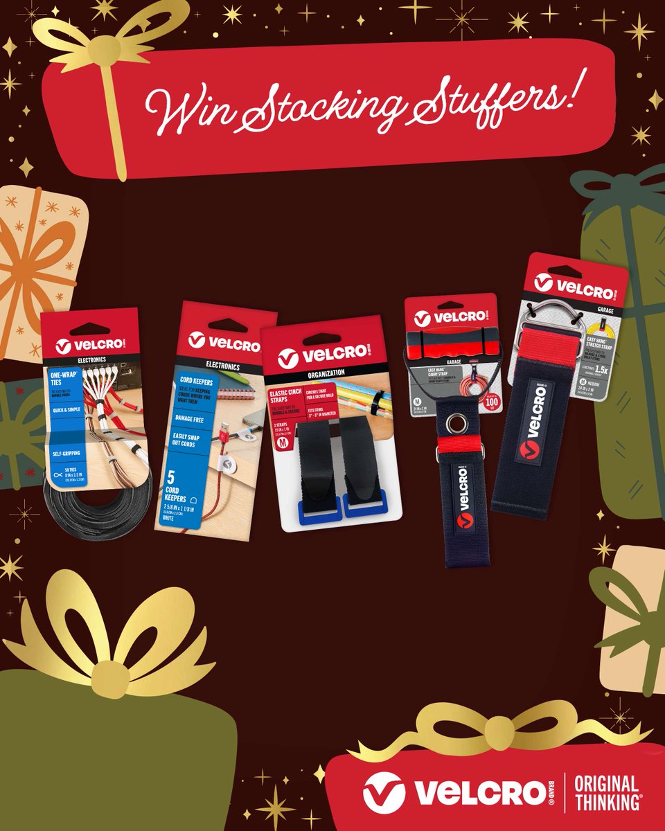 For today's #ChristmasCountdown event, we're doing a... 🎉GIVEAWAY! 🎉​

​It's time to deck the halls! Win a #VELCROBrand stocking stuffer holiday kit.​

To enter:​
✔️Give us a follow​
✔️Like and save this post

Official rules: ow.ly/4kvy50XJIpM