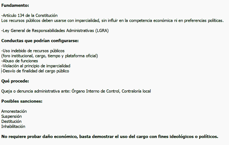 InfortaTrend's tweet photo. @RicardoBSalinas Una funcionaria pública no puede usar su cargo ni foros oficiales para llamar a boicots ideológicos contra particulares. El art. 134 constitucional obliga a la imparcialidad en el uso de recursos públicos y prohíbe influir en la competencia económica por razones políticas. https://t.co/Ny8ojhXjFW