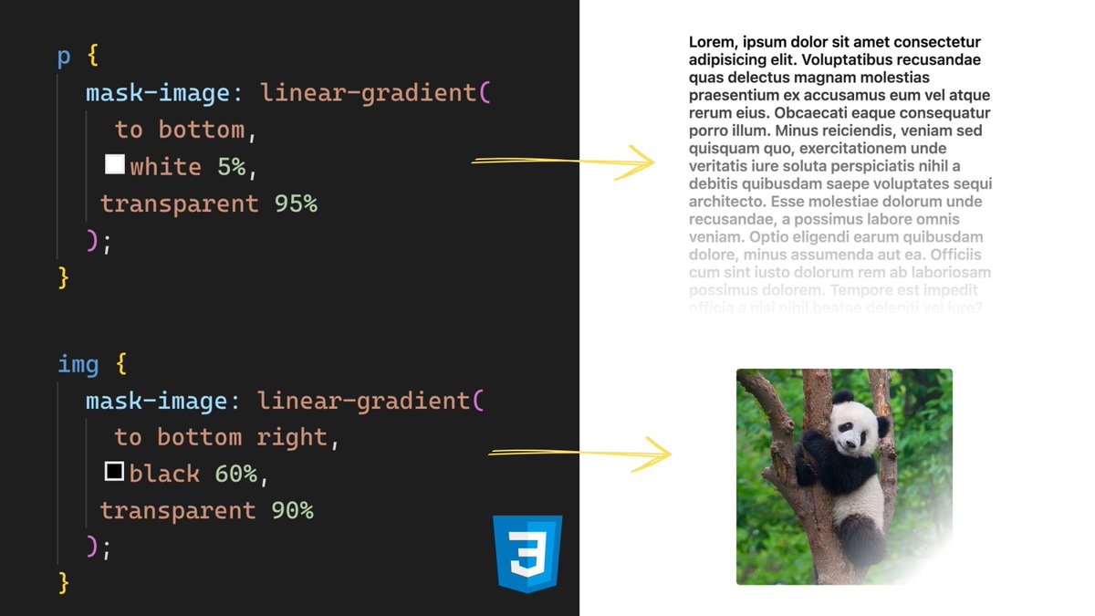midudev's tweet image. Desvanece texto o imágenes de forma progresiva.
Con una línea de CSS, sin elementos HTML extra...

Sólo tienes que usar mask-image así ↓