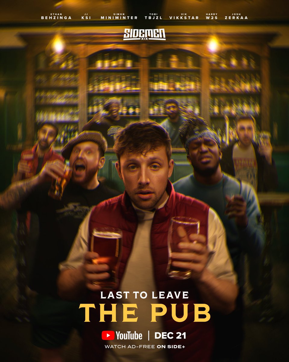 Sidemen's tweet image. Anyone fancy a pint? 

Sidemen Last To Leave The Pub is OUT NOW