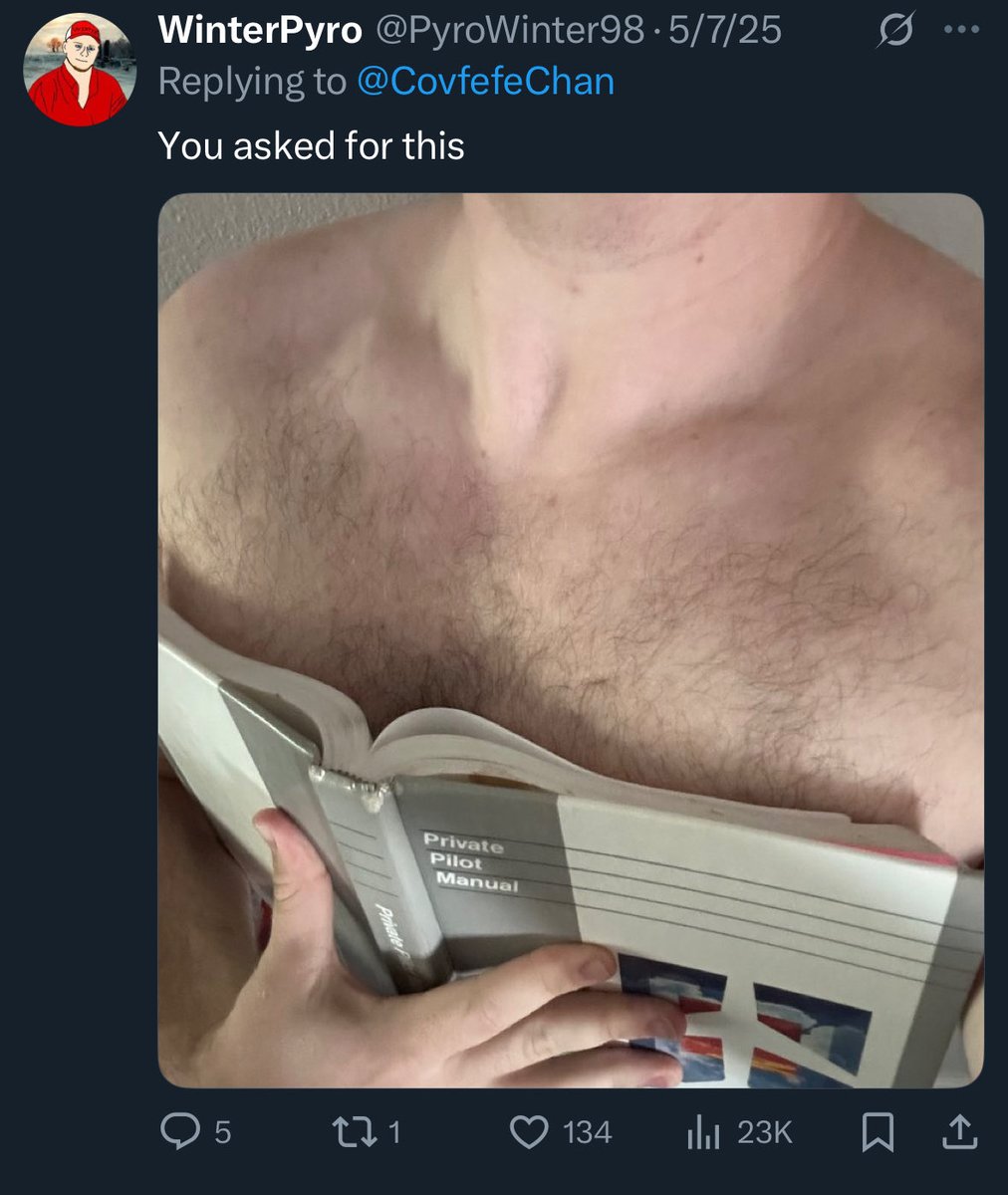 PyroWinter98's tweet image. I don’t know how but a reply of me showing my chest was somehow my most popular post