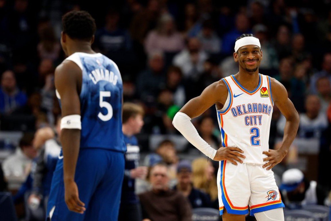 Vullety's tweet photo. The Minnesota Timberwolves have the most wins (12) against OKC over the last 5 seasons. This is a brewing rivalry ⏳ https://t.co/SF97hfVI2F