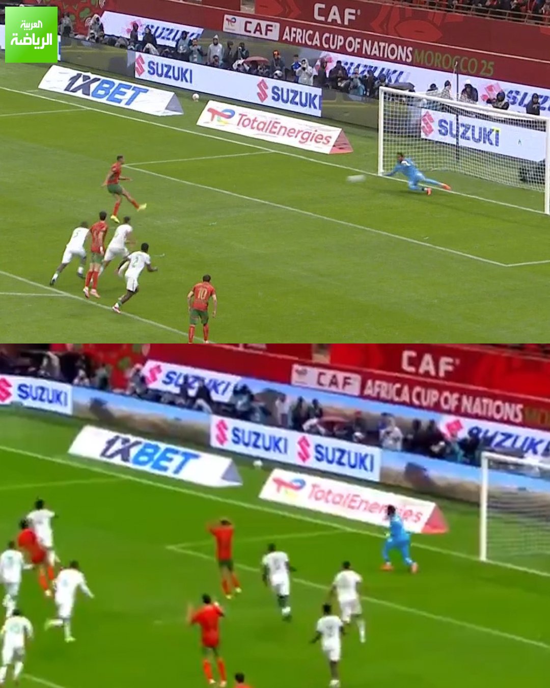 باندور حارس جزر القمر يتألق ويتصدى لركة جزاء من أمام سفيان رحيمي. المغرب 0 جزر القمر 0. كأس أمم إفريقيا. الأمير مولاي عبد الله 