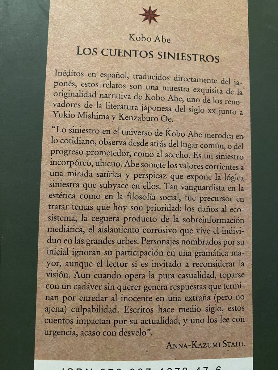 Kobo Abe, Los cuentos siniestros, Ed. Eterna Cadencia, 2012, 154 pp., $200.00 MXN