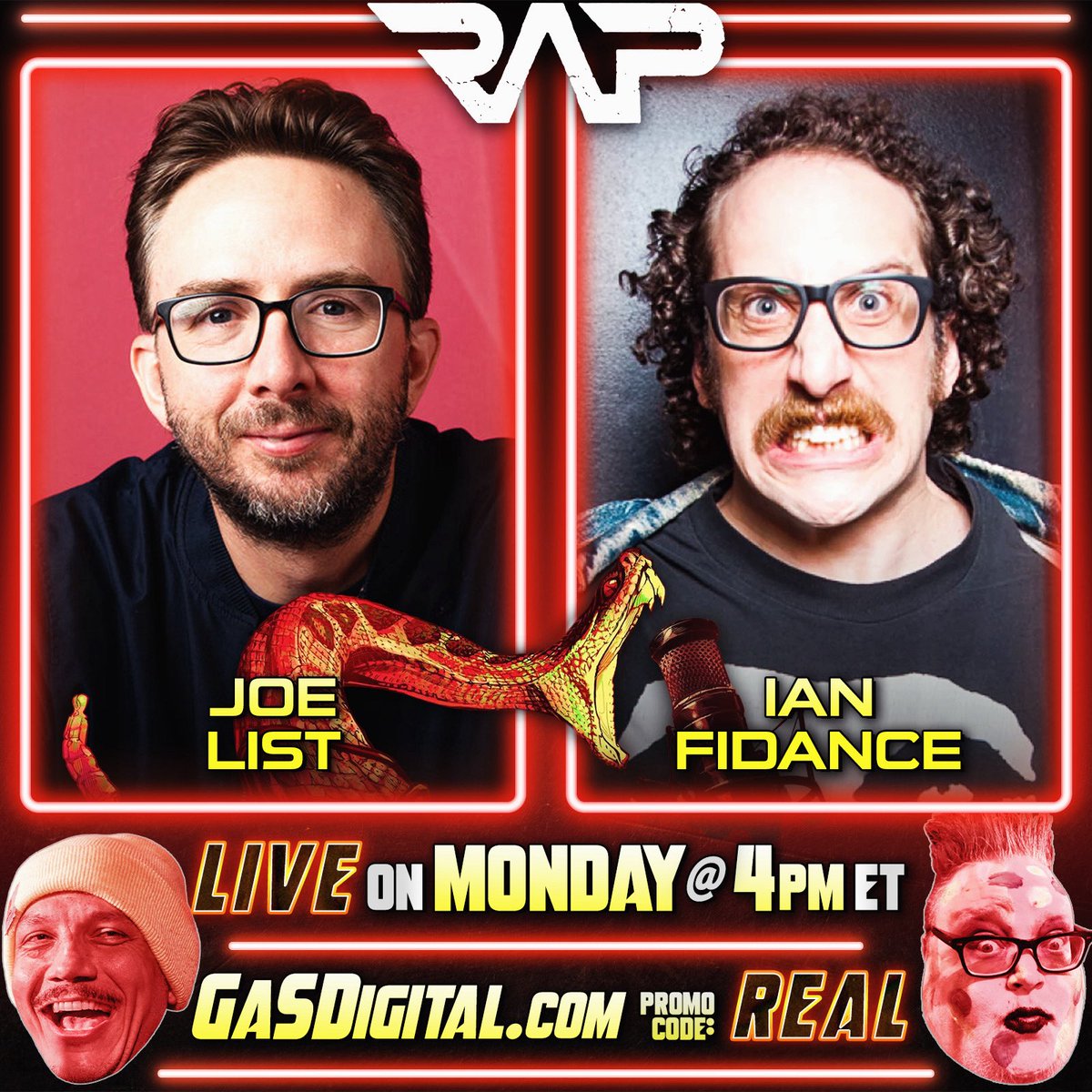 gasdigital's tweet image. Monday at 4pm EST on @RealAssOfficial! 

Join gasdigital.com to watch along and use code “INSTA” at signup to unlock extra savings on your membership! 

@luisjgomez @ZASpookshow @ianimal69 @JoeListComedy @TuesdayStories @beinianwjordan