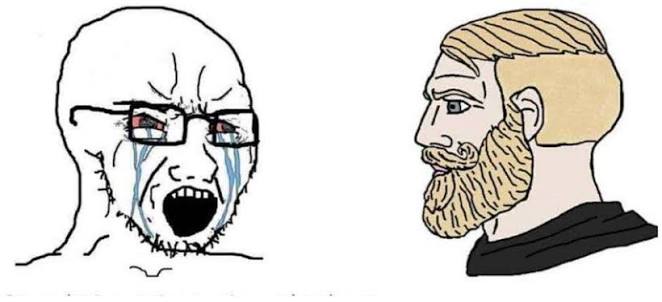 The virgin "yo no celebro la navidad porque es una festividad religiosa capitalista" 🆚 the chad "gracias por los calcetines weli".