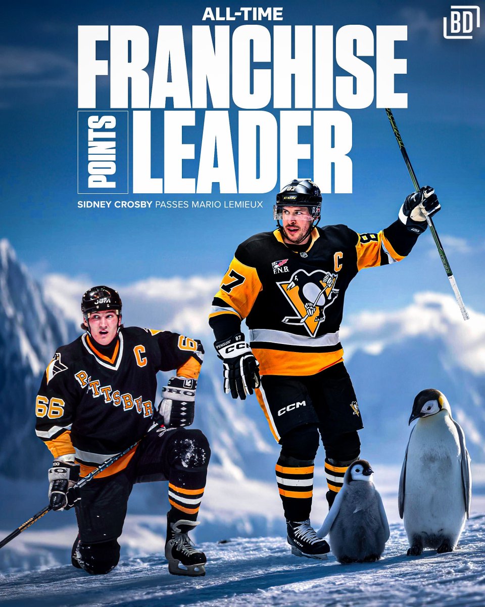 BarDown's tweet image. SID PASSES MARIO FOR MOST POINTS IN PENGUINS HISTORY!