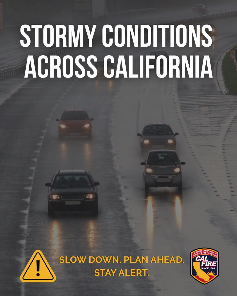 Stormy weather is hitting Northern California, and Southern California will see the storm soon. With the holidays coming up and more people on the roads, it’s important to stay safe while traveling. 

🔹 Slow down on wet roads and drive for conditions 
 🔹 Give yourself extra