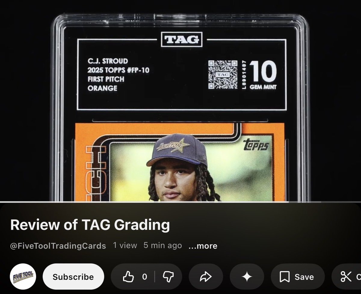 FiveToolCards's tweet image. Check out our review of TAG Grading - available on YouTube:

youtu.be/QUfoIm05EAI?si…

@CardPurchaser @TAGgrading 

#SportsCards #TheHobby #TAGGrading #BaseballCards #FootballCards #HockeyCards #BasketballCards #SoccerCards #Topps #Panini