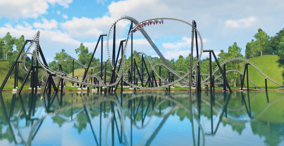 Still in need of some theming, but designed this whippy as hell Vekoma in #PlanetCoaster2