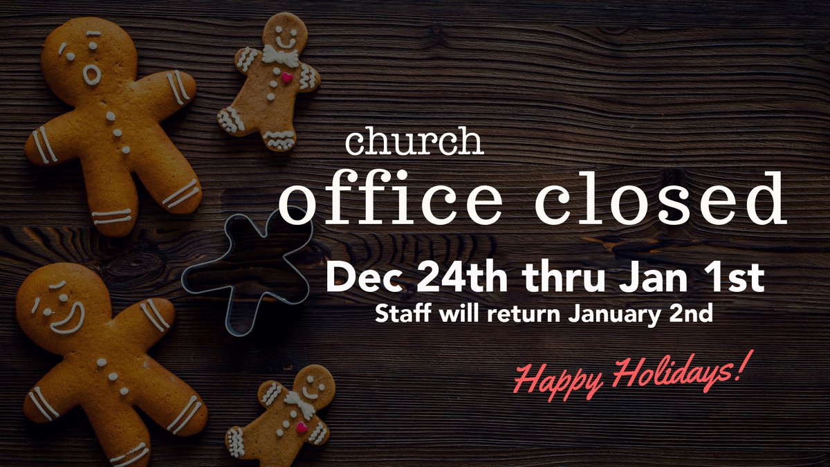 BCMethodist's tweet image. The Office will be closed December 24th through January 1st
Staff will return January 2nd