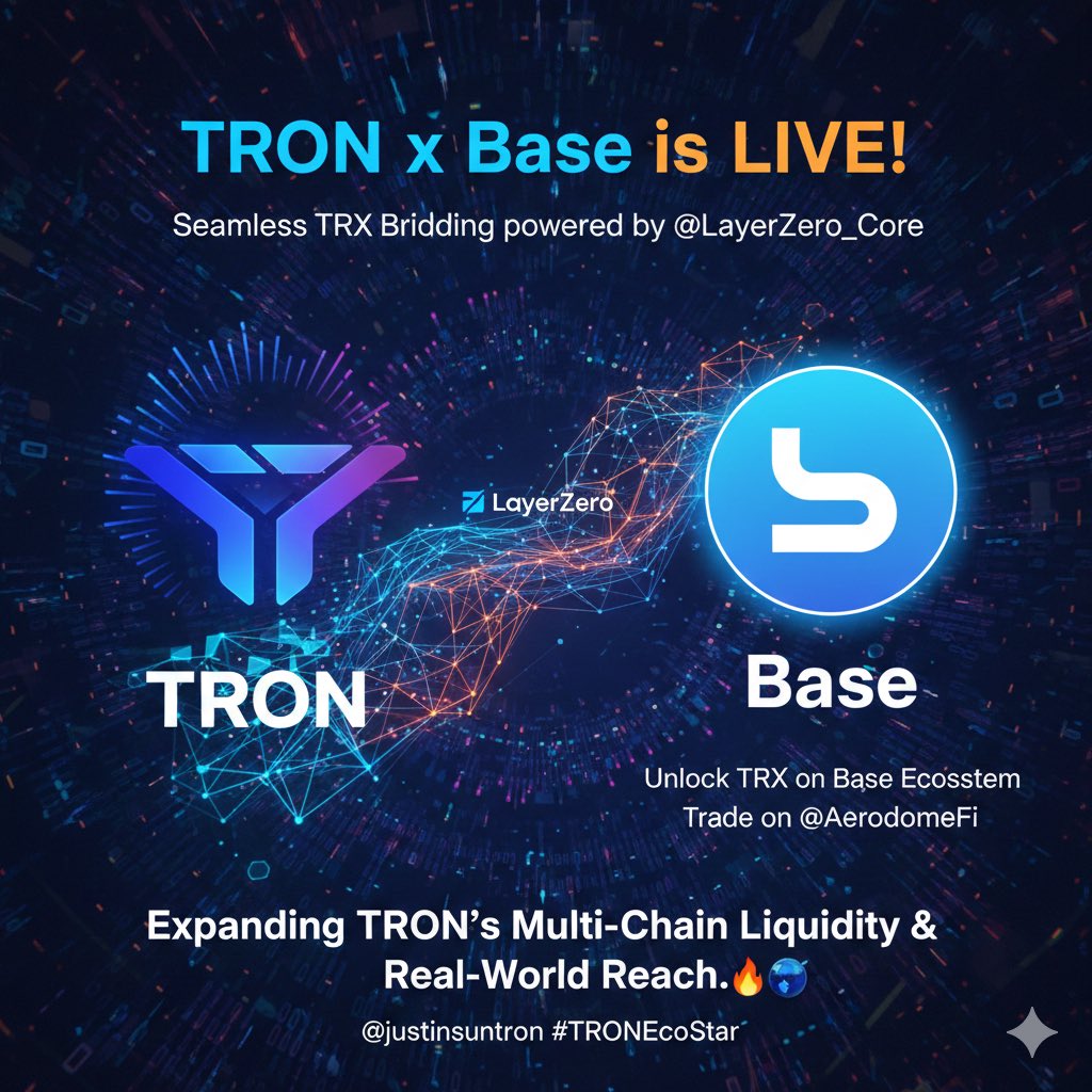 TRON Expands Cross-Chain with Base Integration TRON has officially expanded  its cross-chain capabilities with the launch of $TRX on Base, the Layer 2  network incubated by Coinbase. This integration is enabled through