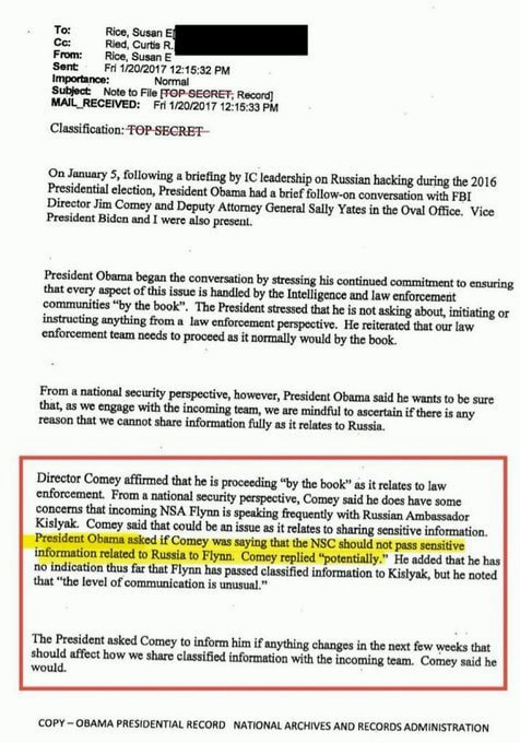 RightPulseNewss's tweet image. 🚨BREAKING: Such a shame if this DECLASSIFIED email showing Obama and Comey AGREEING to hide the RUSSIA HOAX from Trump’s NSA went Viral.

What's your response....??👀