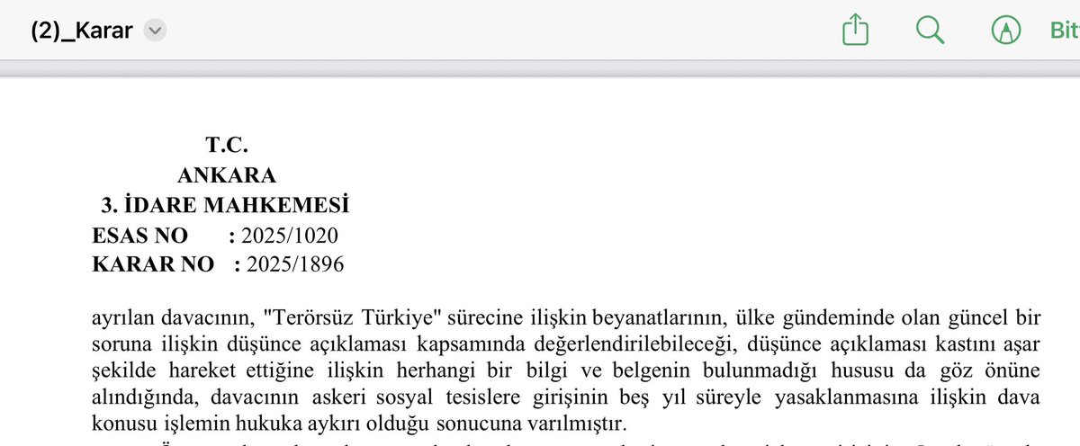 OrkunOzeller's tweet photo. Yine haksız ve hukuksuz verilen bir Orduevi yasağı kararı bir kez daha kıymetli Avukatım @avdogukankozann tarafından kaldırtılarak hukukun gereği sağlandı. 
Bakalım yine haksız ve hukuksuz Orduevi yasağı bir daha getirilecek mi? Bu şekilde daha kaç defa @tcsavunma tarafından yargılama ve avukat ücretlerinin ödemek zorunda bırakılarak devleti zarara uğratmaya sorumlular devam edecek çok merak ediyorum. 
MAHKEME KARARINI DA KOYAYIM Kİ DEVLETİ ZARARA UĞRATAN KİŞİLER VE VERGİSİNİ VEREN TÜM VATANDAŞLARIMIZ OKUSUN. 👇
🗣️Türk Silahlı Kuvvetlerine ait sosyal tesislere girişinin beş yıl süreyle yasaklanması yolunda işlem tesis edilmiş ise de, albay rütbesiyle emekliye ayrılan davacının, "Terörsüz Türkiye" sürecine ilişkin beyanatlarının, ülke gündeminde olan güncel bir soruna ilişkin düşünce açıklaması kapsamında değerlendirilebileceği, düşünce açıklaması kastını aşar şekilde hareket ettiğine ilişkin herhangi bir bilgi ve belgenin bulunmadığı hususu da göz önüne alındığında, davacının askeri sosyal tesislere girişinin beş yıl süreyle yasaklanmasına ilişkin dava konusu işlemin hukuka aykırı olduğu sonucuna varılmıştır.
