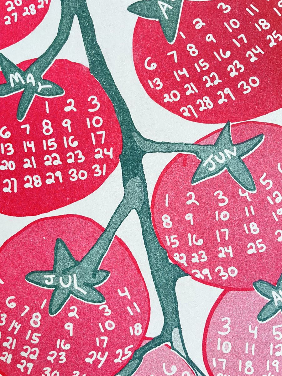 Its a bit late in the season i know but i made a 2026 Risograph Wall Calendar and its up in my online store now! 🍅