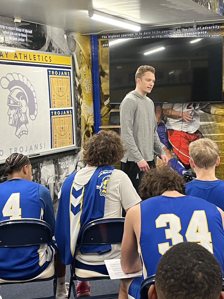 coach_grose's tweet image. Great to have Max Roth former FHS player and current UF senior basketball player in for our 3rd Be a C.H.A.M.P session and speak to our team about being accountable. Max spoke about examples on and off the floor that that has helped lead him through life.  #trojans #beachamp
