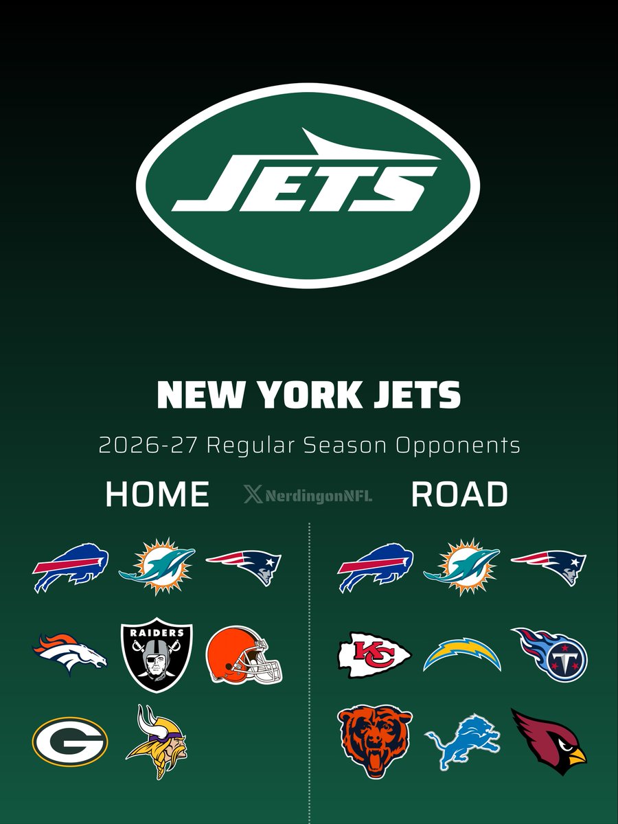 NerdingonNFL's tweet image. Next season’s opponents for the Jets