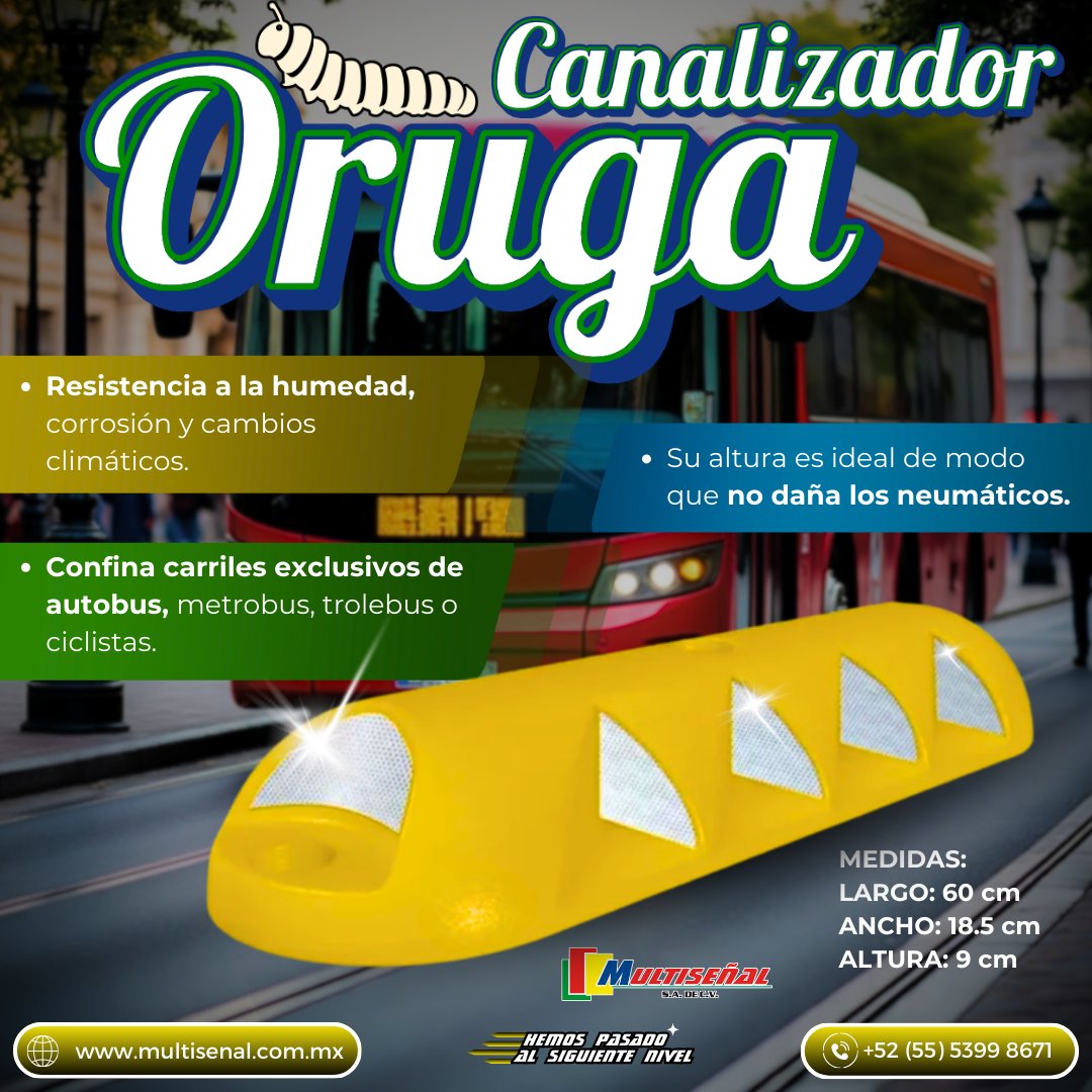 El Canalizador Oruga CN-OG-60 ofrece máxima resistencia y visibilidad. Su cuerpo piramidal de polietileno soporta impactos y climas extremos, guiando el tránsito sin dañar los vehículos.
multisenal.com.mx/productos-vial…
📞 Contáctanos: +52 (55) 5399-8671 
💬 WhatsApp: +52 1 55 8811 2082