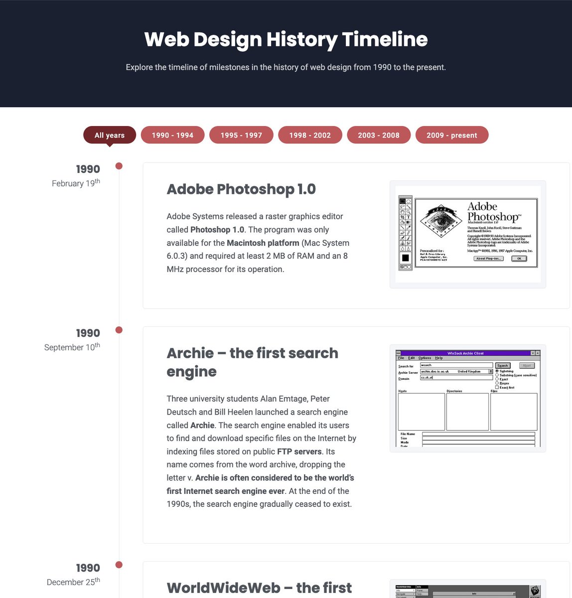 How web design/software design evolved through history

Was trying to find some nostalgic flash games, but discovered something more interesting.

<a href="/WebDesignMuseum/">Web Design Museum</a> exhibits thousands of screenshots and videos of websites, apps, software, and Flash games from the 1990s to the