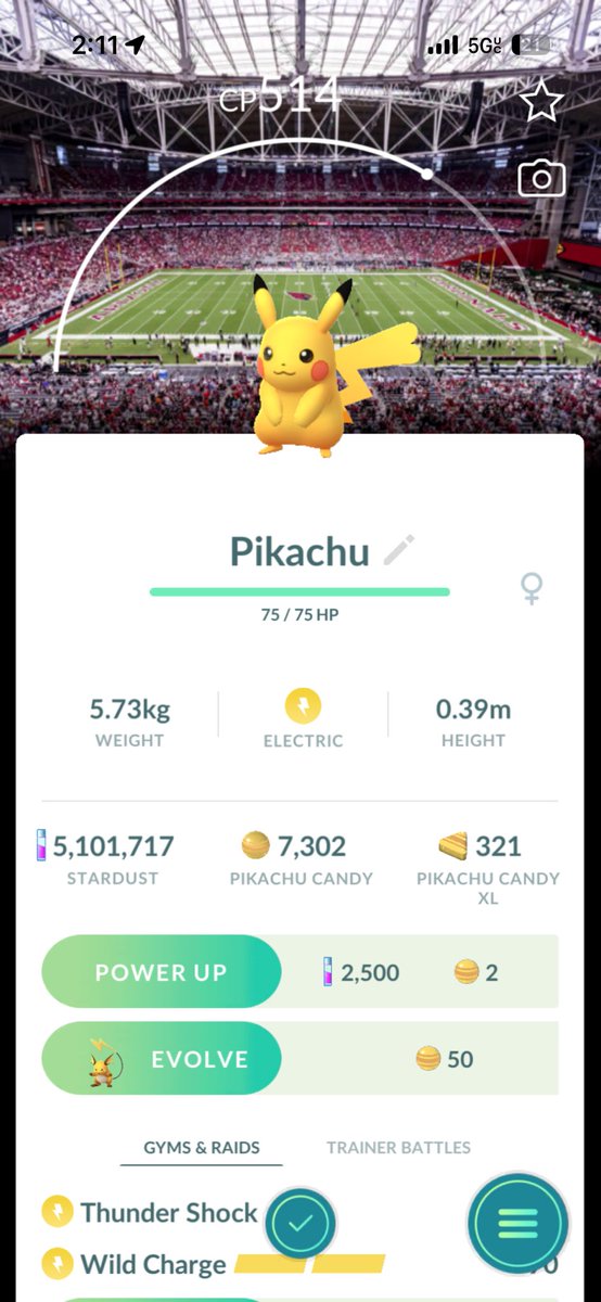 World’s first NFL background Pikachu! Now time for the shiny!
