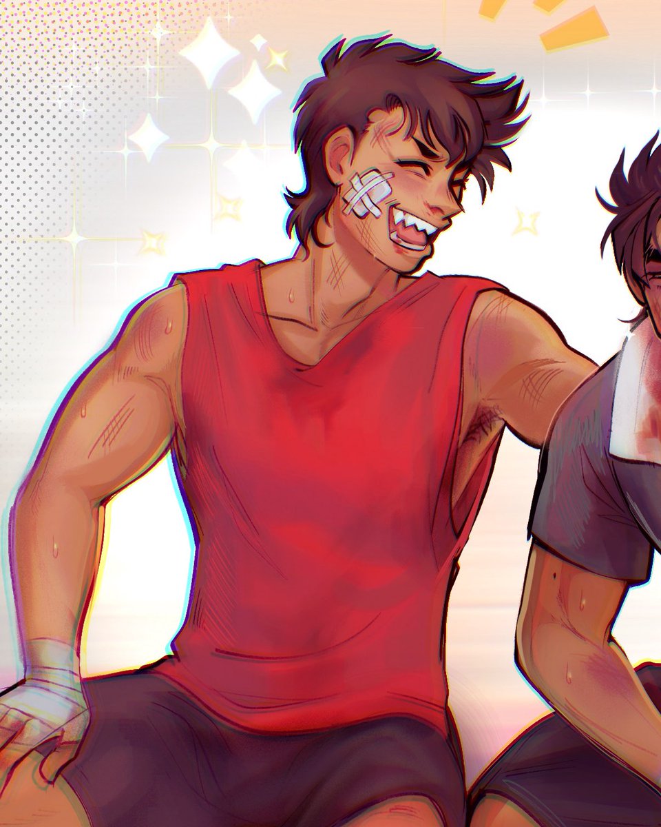 sochitos's tweet photo. Sendo made a new friend 😤🥊

[ #hajimenoippo oc / canon post spar] https://t.co/vOHMXrD40a