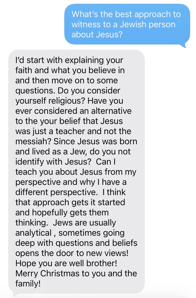 johnrich's tweet image. Here’s a conversation I’m having with a longtime Jewish friend of mine who became a born again Christian. My question is at the top: