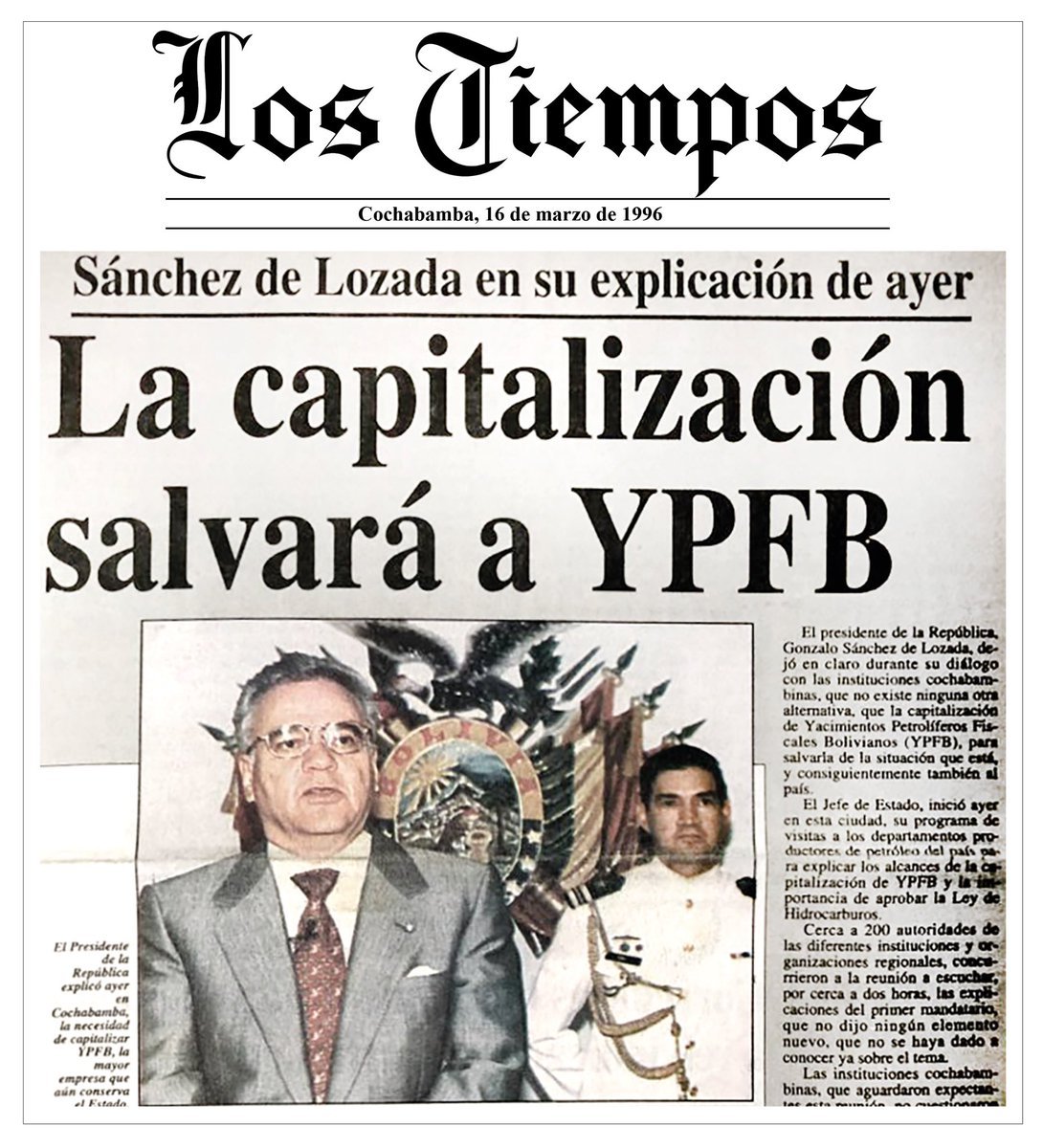 RCalasich's tweet image. PRIVATIZAR YPFB
A 89 años de su creación, #YPFB fue realmente útil y dio a #Bolivia una prosperidad inimaginable cuando fue capitalizada y contó con inversión privada. Hoy hay que liberarla para que vuelva a generar riqueza y deje de ser botín del gobierno de turno.