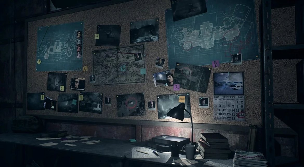 Haven’t posted in a bit, so here’s a photo of Chris from the board in the safe room!
In the remake, they replaced some photos of other characters with just more Chris. It makes the Psycho look weirdly fixated on him. (Mike and Ashley also got more).😂 #chrishartley #untildawn