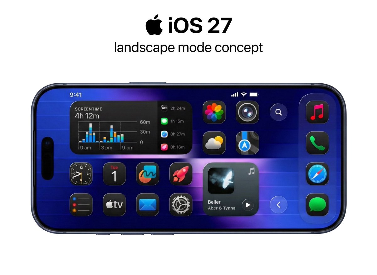 theapplecycle's tweet photo. iOS 27 with landscape mode (2026)

Would you like this? https://t.co/a8Oei5JeUu