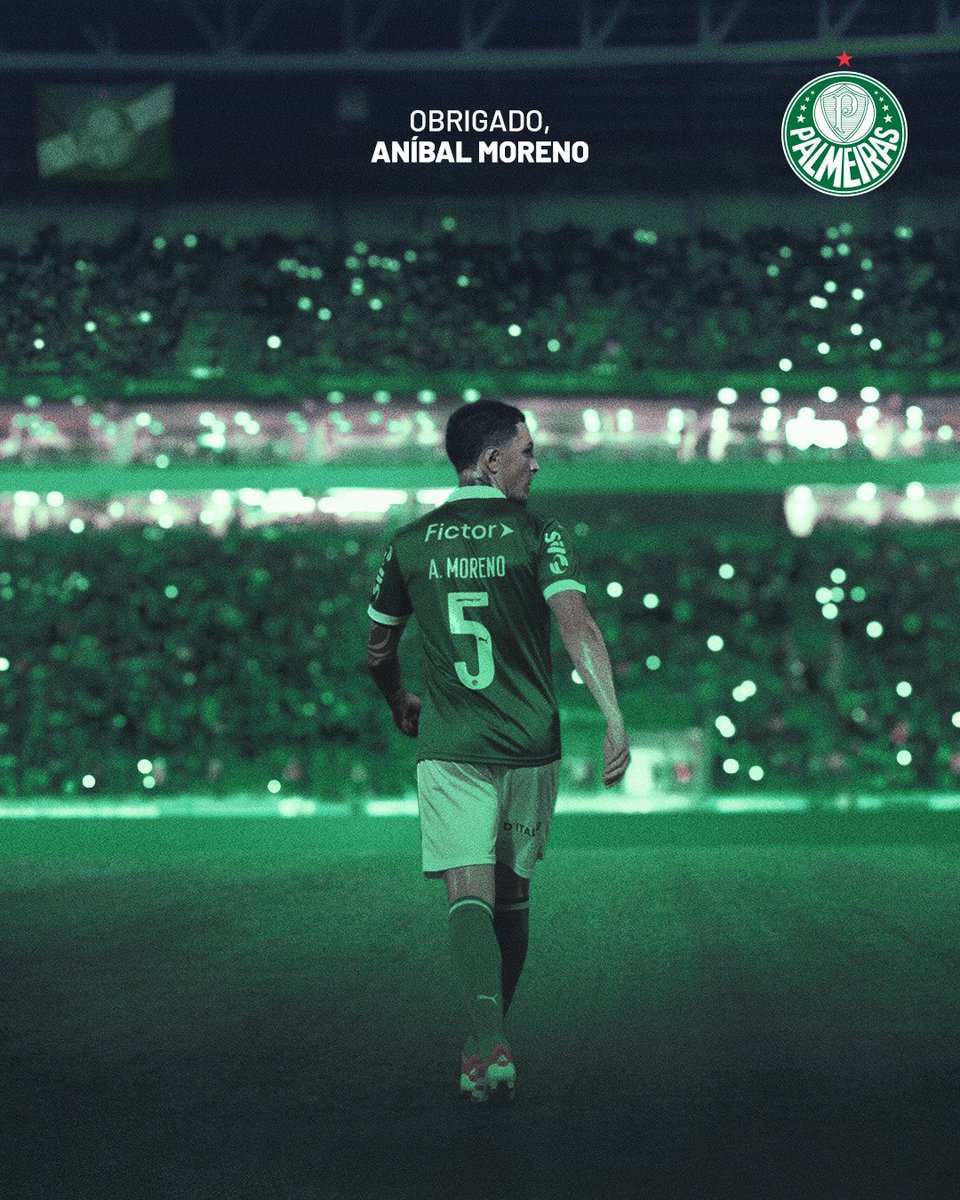 Palmeiras's tweet image. Duas temporadas, 117 jogos e quatro gols, um deles na finalíssima do Paulista de 2024. Obrigado, Aníbal Moreno! Boa sorte em seu novo desafio! 💚