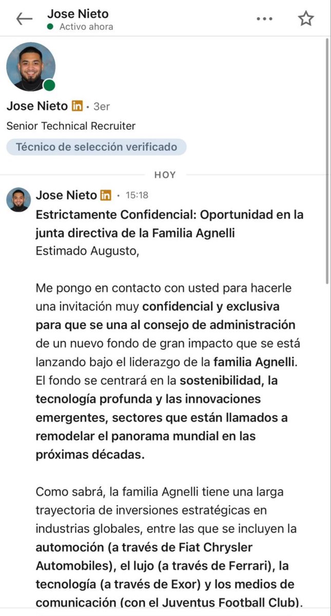 Nuevo ataque avanzado vía LinkedIn.

Una oferta de trabajo, un documento confidencial, perfiles profesionales bien elaborados y phishing dirigido.

Una vez dentro, encontramos un documento que requiere login con Google para acceder.