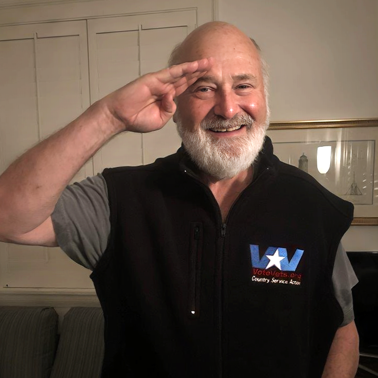 votevets's tweet photo. In 2019, Rob &amp; Michelle Reiner joined VoteVets to film a powerful ad featuring Rob’s father, Carl, a WWII Army Air Force veteran. In it, Carl and other veterans called out Donald Trump for failing to uphold his oath to the Constitution. The Reiners' support meant the world to us. https://t.co/3knEyIO7De