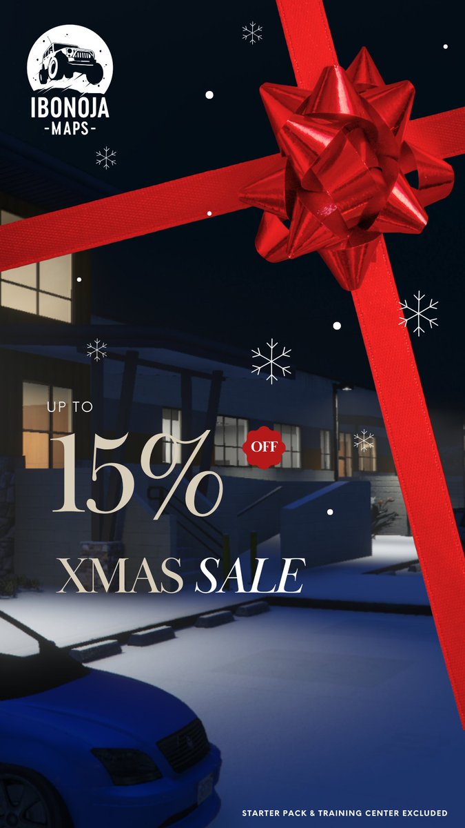 🎄✨ CHRISTMAS SALE ✨🎄
15% OFF on our store
📅 Dec 21–25
🎁 ibonoja-maps.tebex.io

#ChristmasSale #FiveM #GTAV #MLO #IbonojaMaps