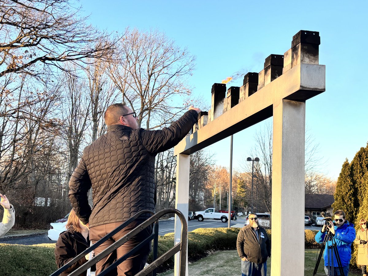 MayorJensen's tweet image. It was an honor to join the Jewish Federation of Greater Indianapolis for a special Menorah lighting with elected officials and the Jewish community as we stand together in solidarity against antisemitism.