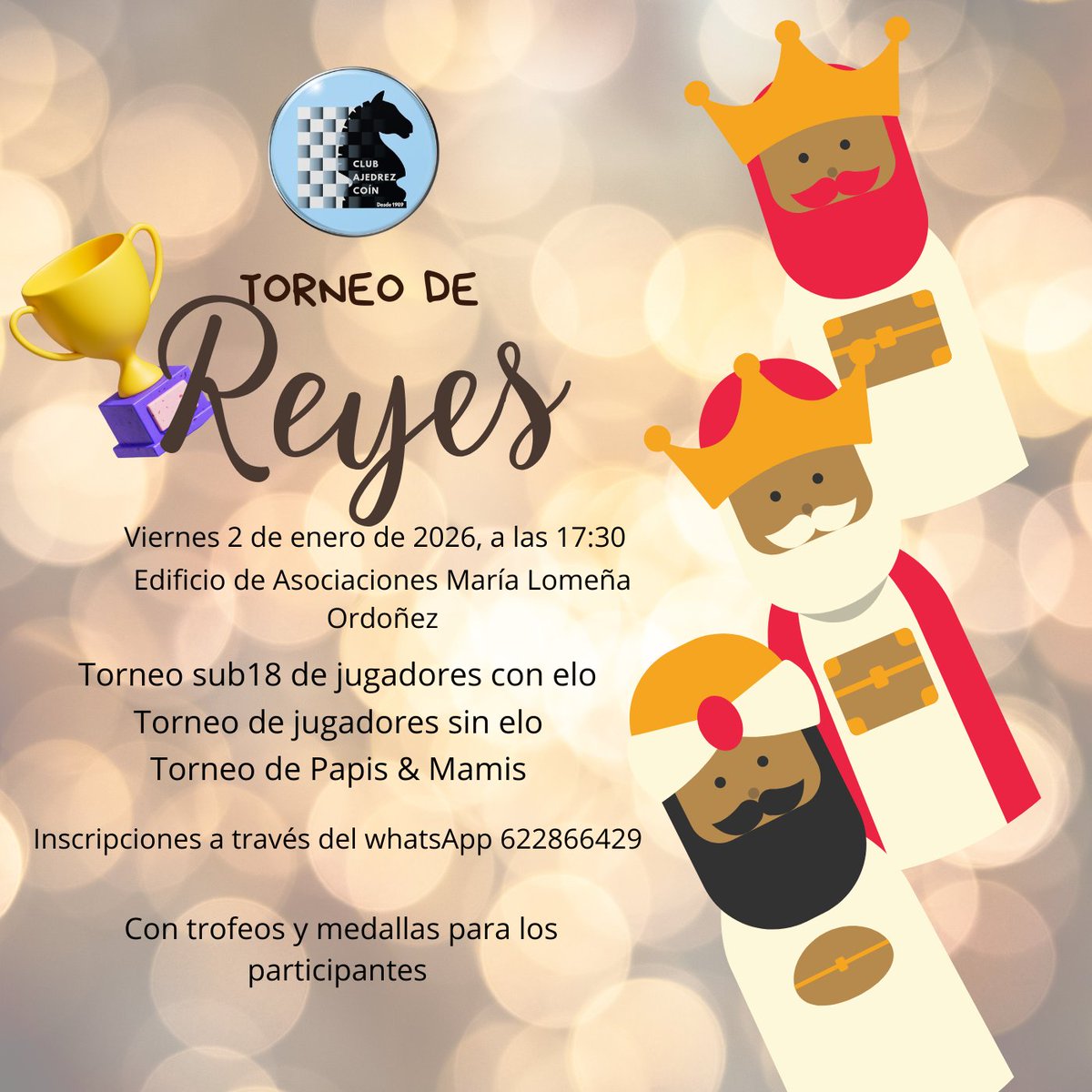 En el Club Ajedrez Coín
Vamos a comenzar el año de la mejor de las maneras...
¡Jugando!
<a href="/DeportesDipMlg/">Diputación de Málaga es Deporte</a> <a href="/DelegMalagaAjed/">Deleg Malaga Ajedrez</a> <a href="/Fadajedrez/">Fed Andaluza Ajedrez</a> <a href="/AytoCoin/">Ayuntamiento de Coín</a> <a href="/deportescoin/">Deportes Coin</a>