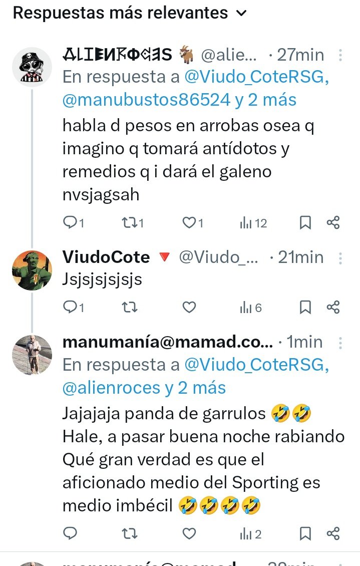 manubustos86524's tweet image. Pues nada, que me he tirado un buen rato riéndome de la borregada aldeana de @Viudo_CoteRSG @Vendeduros y @alienroces (el tonto doble de Mieres) que no saben lo que es una arroba 🤣