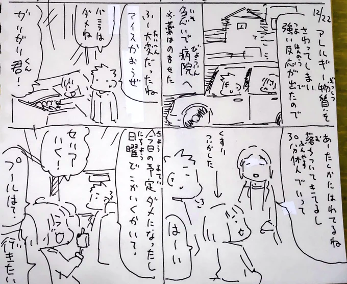 #本日のむすめさん
かなり肝を冷やしましたが落ち着いてよかったです。落とし穴みたいにアレルギー物質に触れることがあるのでアレルギー抑制薬は常に持ち歩かないとですね。
楽しみなイベントが出来なかったので別の日に埋め合わせをしました。 
