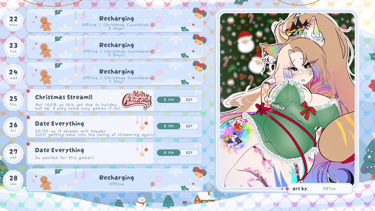 Good morning cuties! 3 days till Christmas 🎄 My schedule for the