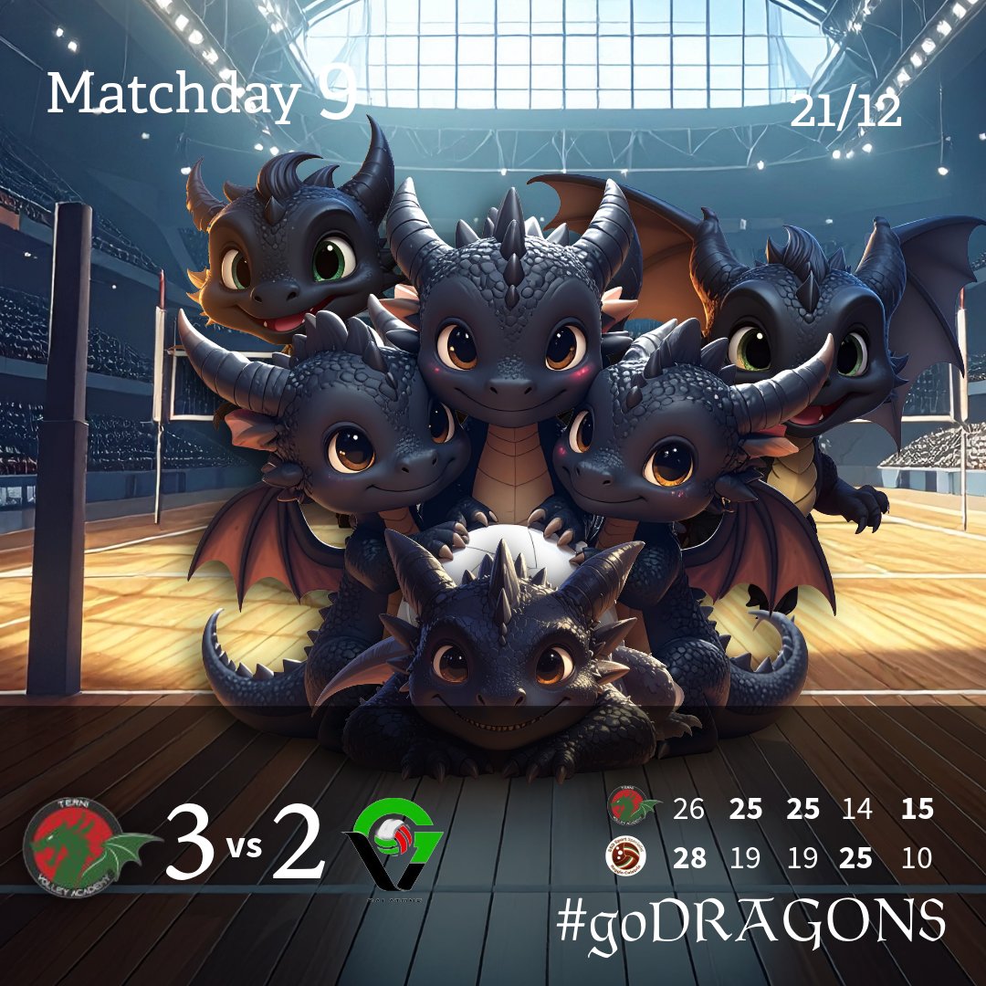 Grazie Ragazzi! Vittoria al tie-break fondamentale, sia per la classifica, sia per iniziare il girone di ritorno consapevoli delle potenzialità della squadra. Auguri di Buon Natale con un meritato riposo! #GoDragons