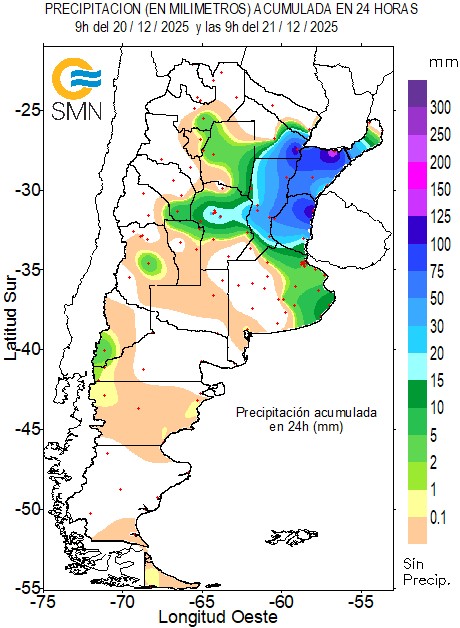 21 DIC | 🌧️ Esto llovió las últimas 24h hasta las 9h:

Ituzaingó 150
Concordia 131
Resistencia 123
Corrientes 72
Mercedes (Ctes) 63
Reconquista 58
Paraná 53
Rafaela 53
Posadas 48
Paso de los Libres 25